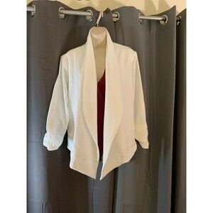Women's Sz 1X Hybrid White Casual Business Office Jacket 1X Open flowing jacket
